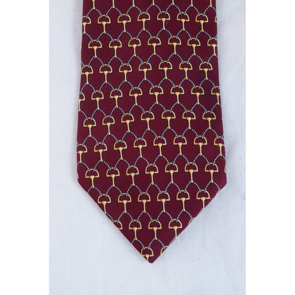 Beaufort Tie Rack Silk Tie OS Red Horse Bit Equestrian Mens Italy 59 X 3.75